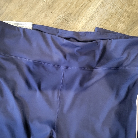 Blue Athletic Leggings with Sporty Side Stripes - Picture 3 of 7